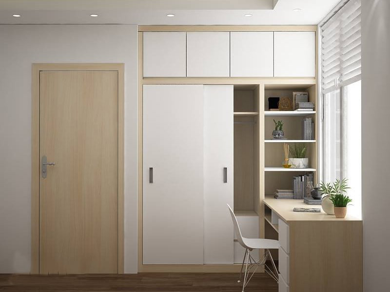 Tủ quần áo kết hợp bàn học cho bé